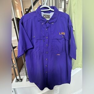 Brand New, never washed or worn. LSU Purple, Drake, Fishing style shirt, L